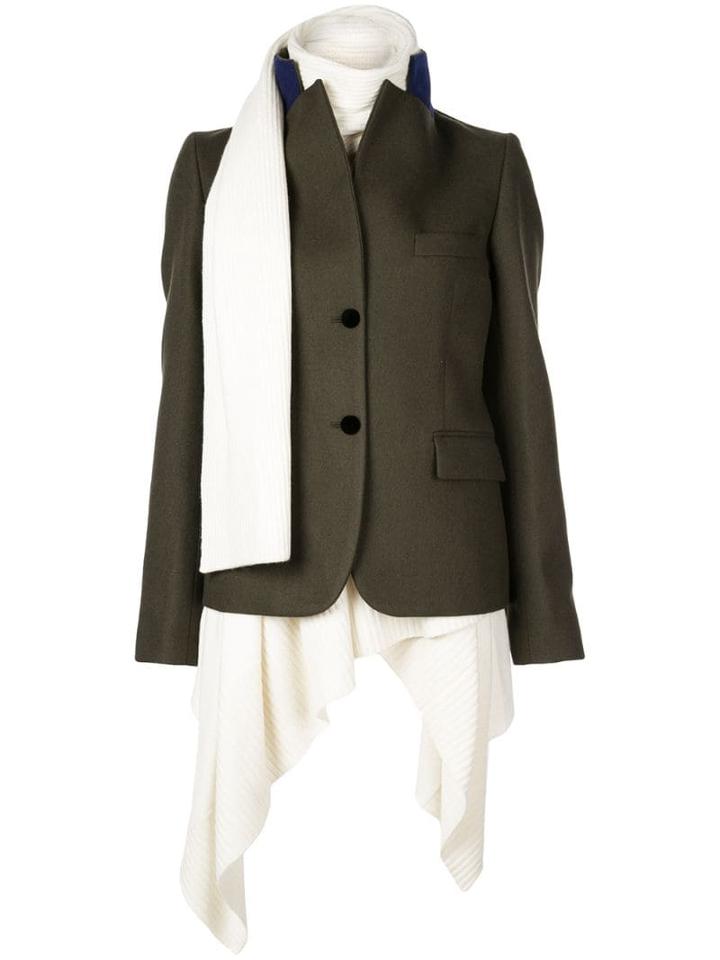 Sacai Knit Underlay Coat - Green