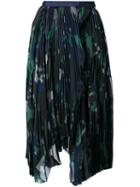 Sacai - Asymmetric Micro Pleated Skirt - Women - Polyester/cupro - 2, Blue, Polyester/cupro
