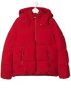 Moncler Kids Teen Hooded Puffer Jacket - Red