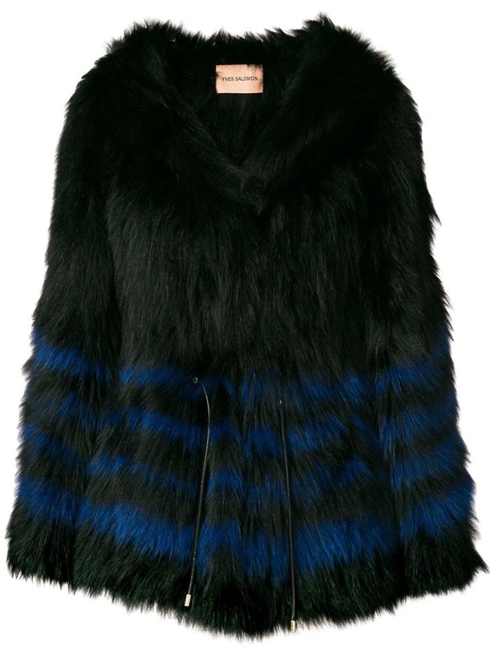 Yves Salomon Striped Jacket - Black
