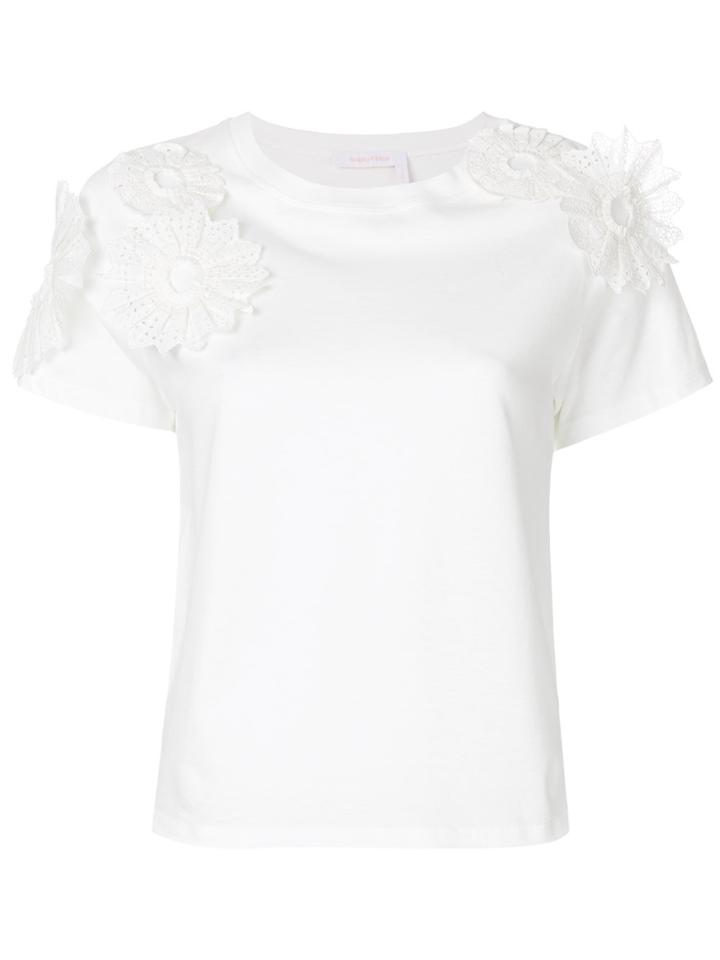 See By Chloé Floral Applique T-shirt - White