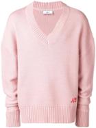 Ami Alexandre Mattiussi V Neck Oversize Sweater - Pink