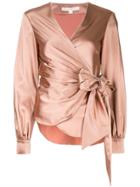 Jonathan Simkhai Belted Wrap Front Blouse - Pink