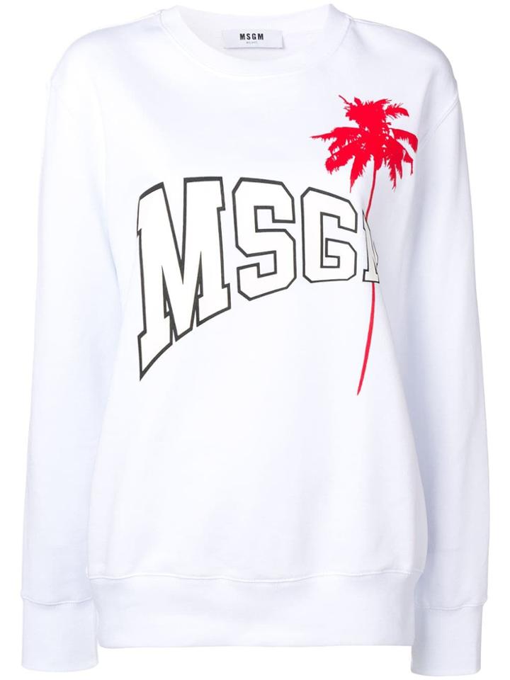 Msgm Palm Tree Logo Sweatshirt - White
