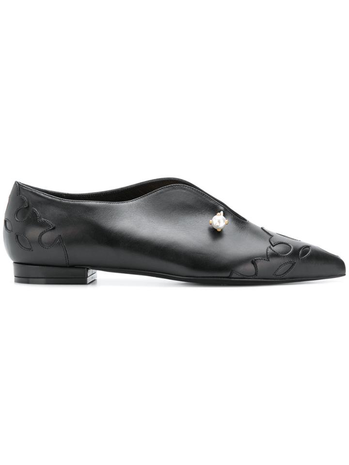 Coliac Pointed Piercing Loafers - Black