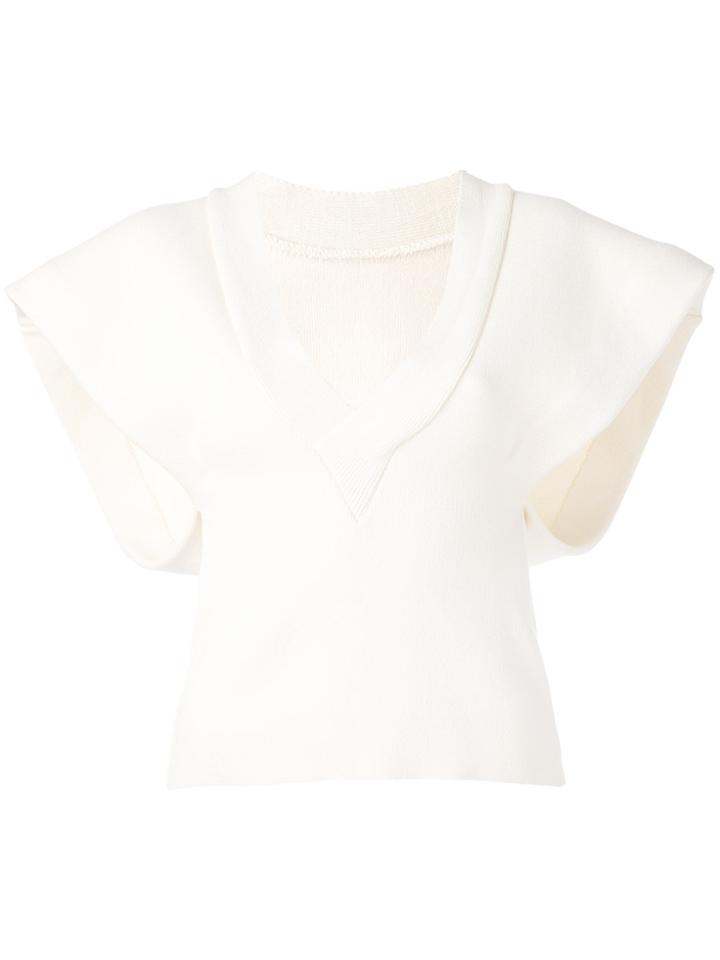 Jacquemus V-neck Shortsleeved Sweater - Nude & Neutrals