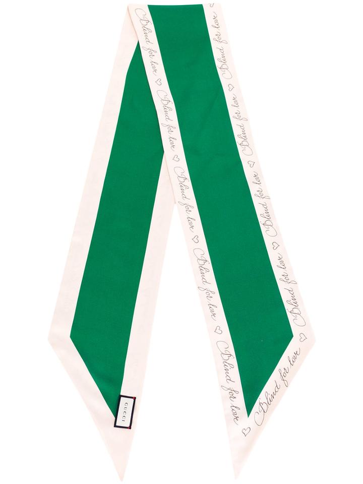 Gucci Blind For Love Print Scarf, Women's, Green, Silk