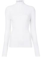 Derek Lam Ruffle Neck Fine Knit Jumper, Women's, Size: Small, White, Polyester/viscose