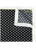 Fefè Star Print Pocket Square, Adult Unisex, Black, Silk