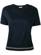 Moncler Ribbed Hem T-shirt, Women's, Size: Large, Blue, Cotton