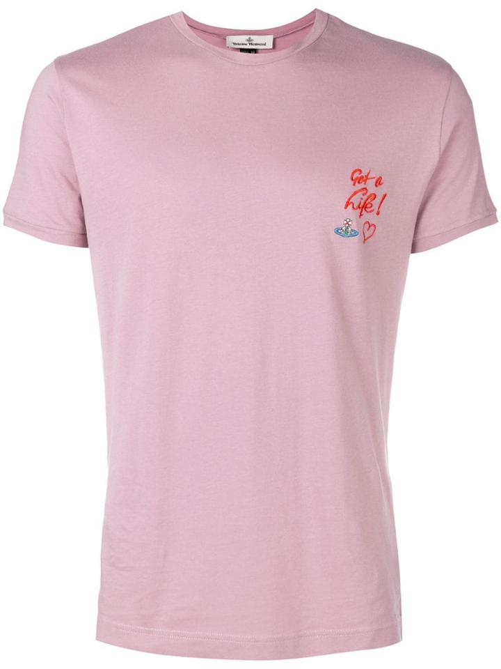 Vivienne Westwood Embroidered Slogan T-shirt - Pink & Purple