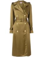 Lanvin Belted Trench Coat, Women's, Size: 34, Green, Cotton/viscose/wool