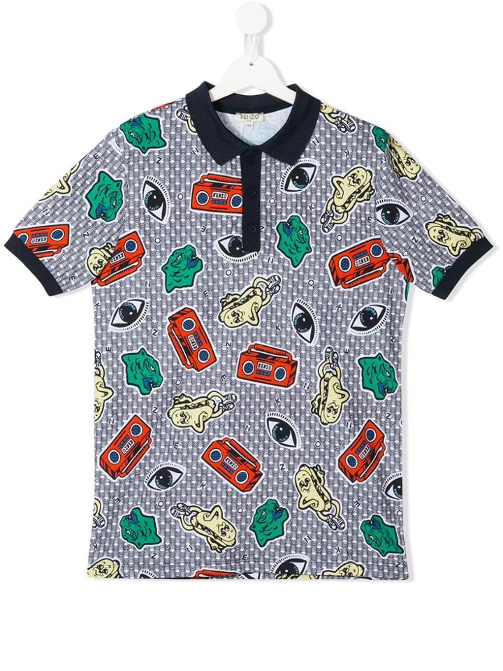 Kenzo Kids Teen Printed Polo Shirt - White