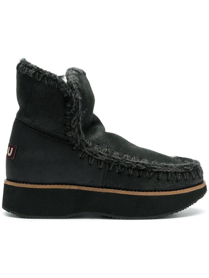 Mou Sheepskin Snow Boots - Black