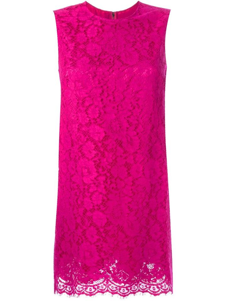 Dolce & Gabbana Mini Lace Dress, Women's, Size: 42, Pink/purple, Cotton/viscose/polyamide/polyamide