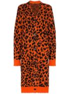 R13 Leopard Print Cashmere Cardigan-dress - Orange