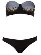 Brigitte Printed Bandeau Bikini Set, Women's, Size: G, Black, Spandex/elastane/polyamide