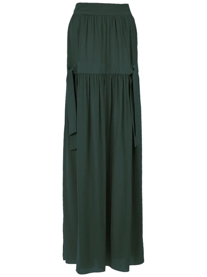 Adriana Degreas Silk Maxi Skirt - Green