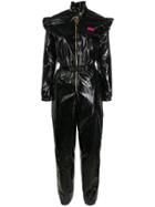 Gcds Faux-leather Ruffled Jumpsuit - Black