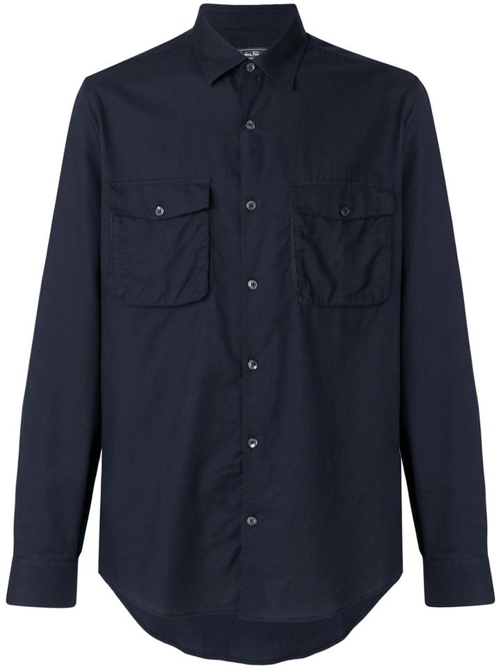 Salvatore Ferragamo - Patch Pocket Shirt - Men - Cotton - L, Blue, Cotton