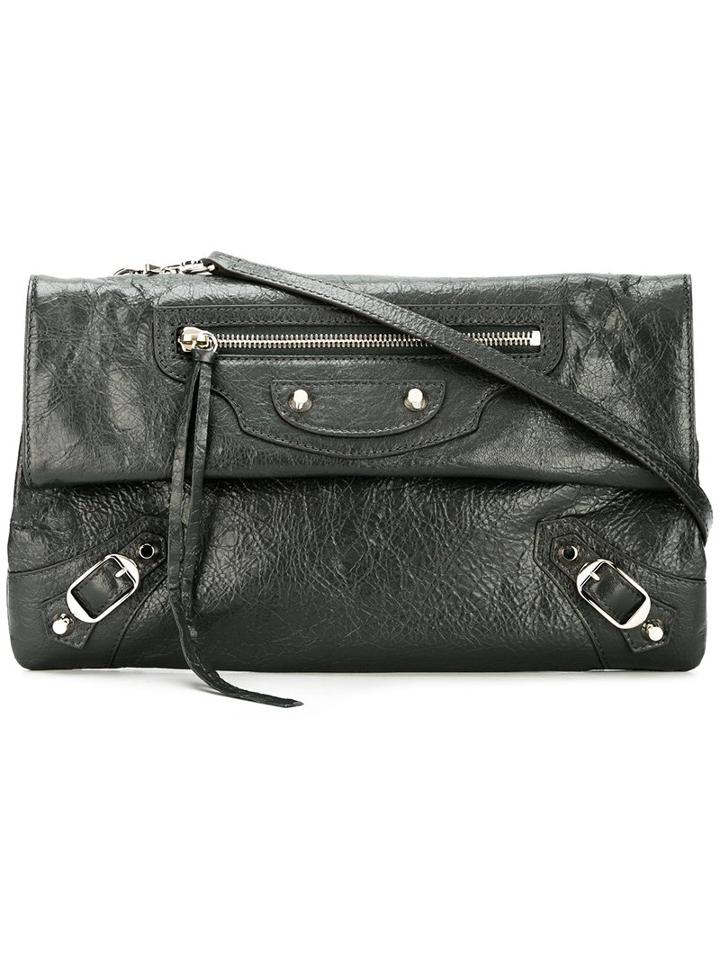 Balenciaga Classic Envelope' Clutch With Strap, Women's, Grey, Lamb Skin