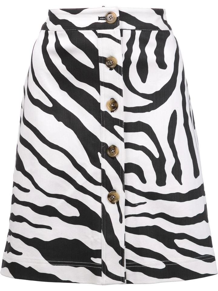 Adam Lippes Zebra Print Skirt, Women's, Size: 6, Black, Cotton