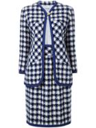 Chanel Vintage Checked Skirt Suit, Women's, Size: 40, Black