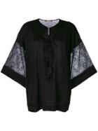 Roberto Cavalli Lace Trim Knitted Top - Black