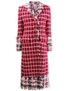 Thom Browne Gun Club Check Tweed Overcoat - Red