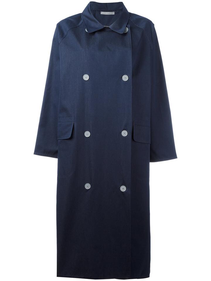 Dusan Draped Collar Coat, Women's, Size: Medium, Blue, Cotton