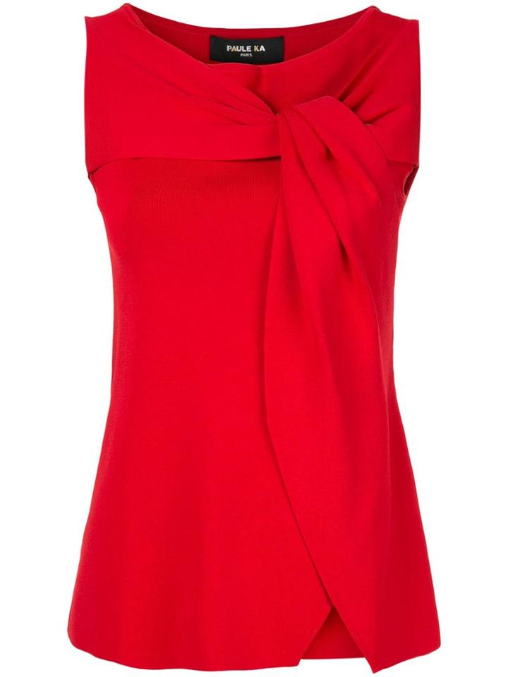 Paule Ka Draped Neck Top - Red