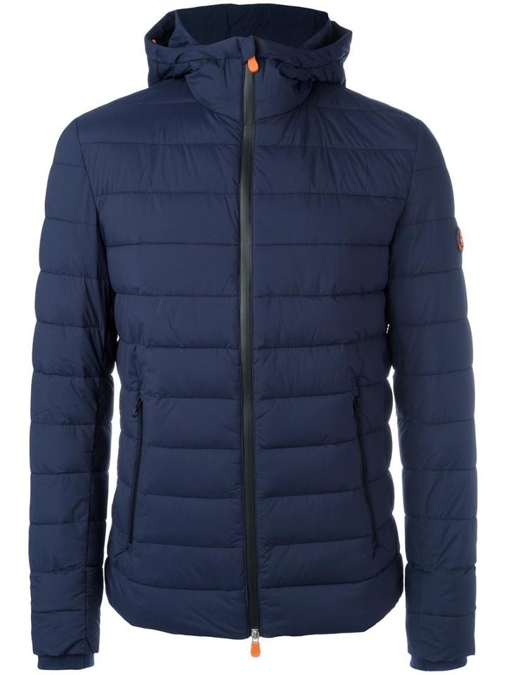 Save The Duck Hooded Padded Jacket, Men's, Size: Medium, Blue, Nylon/spandex/elastane
