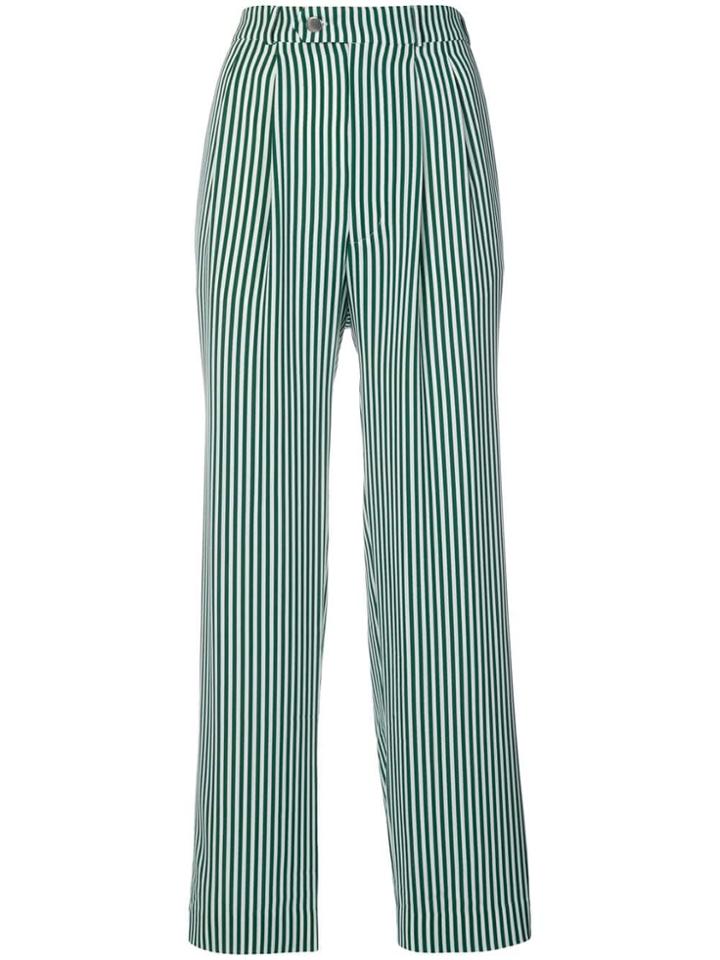 Roseanna Striped Wide-leg Trousers - Green