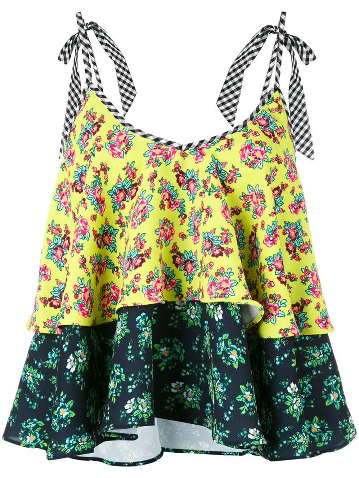 House Of Holland - Layered Floral Vest - Women - Cotton/polyester - 8, Cotton/polyester