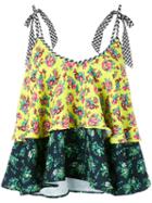 House Of Holland - Layered Floral Vest - Women - Cotton/polyester - 8, Cotton/polyester