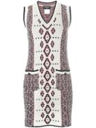 Chanel Pre-owned Patterned Sleeveless Knitted Dress - White