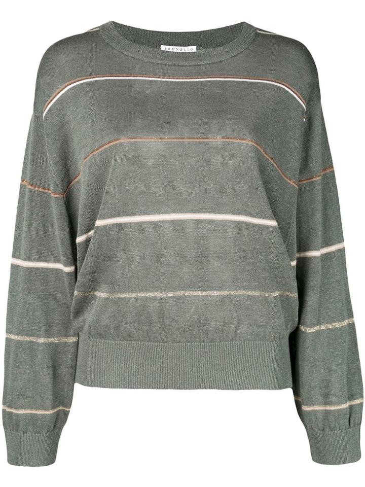 Brunello Cucinelli Striped Jumper - Green