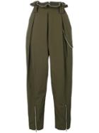 Alexander Wang - Ball Chain Trim Trousers - Women - Cotton/polyester - 8, Green, Cotton/polyester