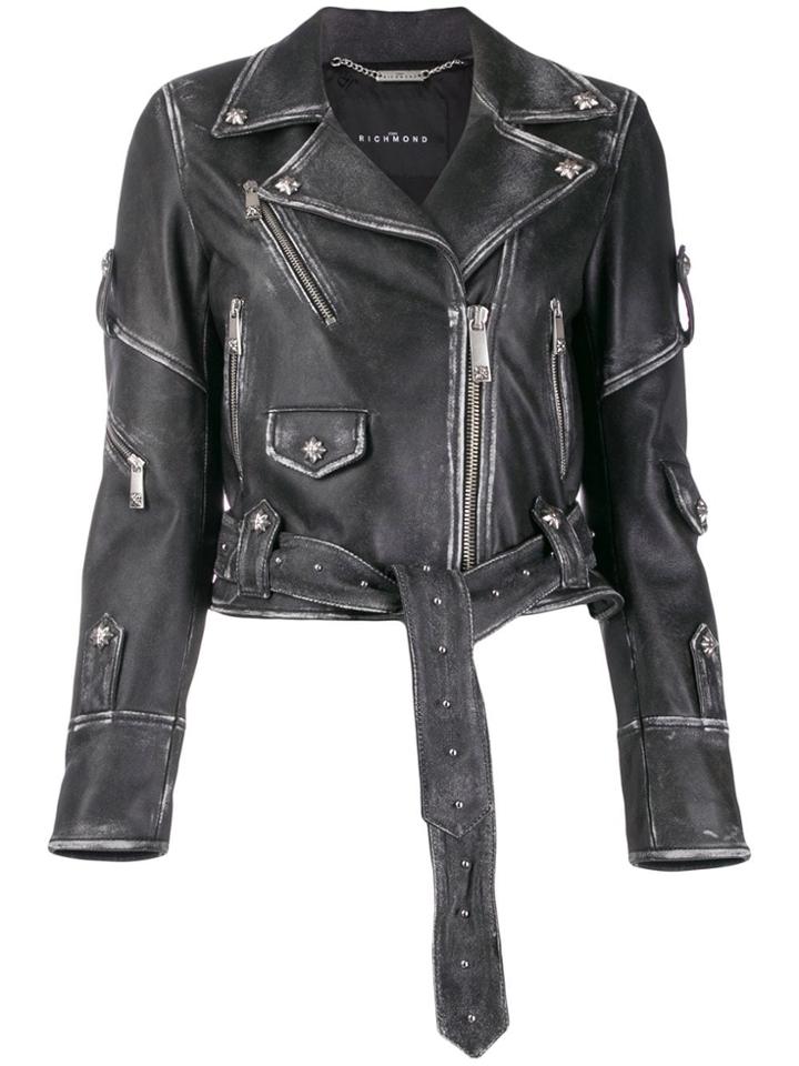 John Richmond Barado Cropped Biker Jacket - Black