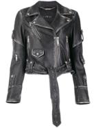 John Richmond Barado Cropped Biker Jacket - Black