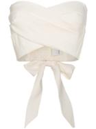 Nanushka Wrap Crop Top With Bow Detail - Neutrals