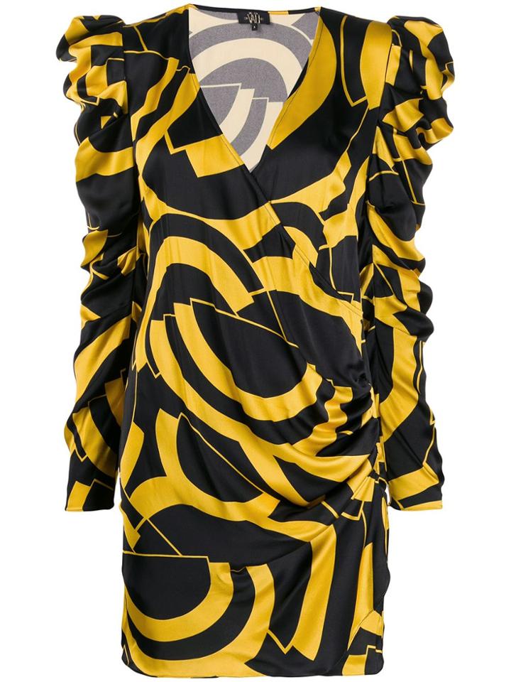 De La Vali Geometric Print Mini Dress - Black