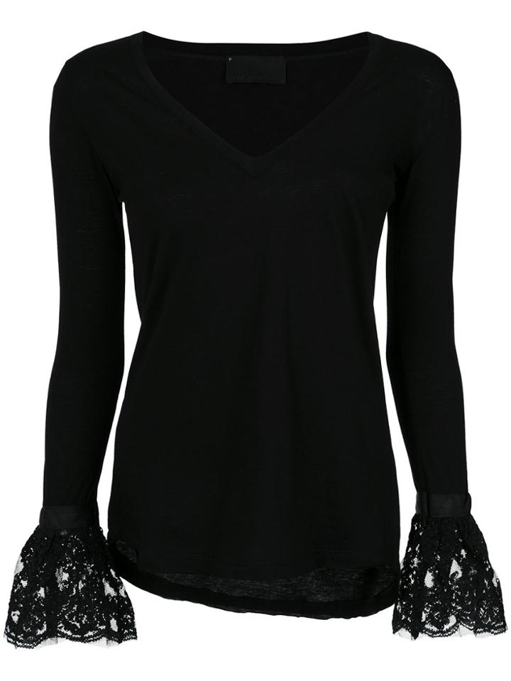 Andrea Bogosian Lace Cuffs Blouse - Black