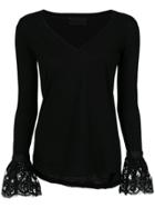 Andrea Bogosian Lace Cuffs Blouse - Black