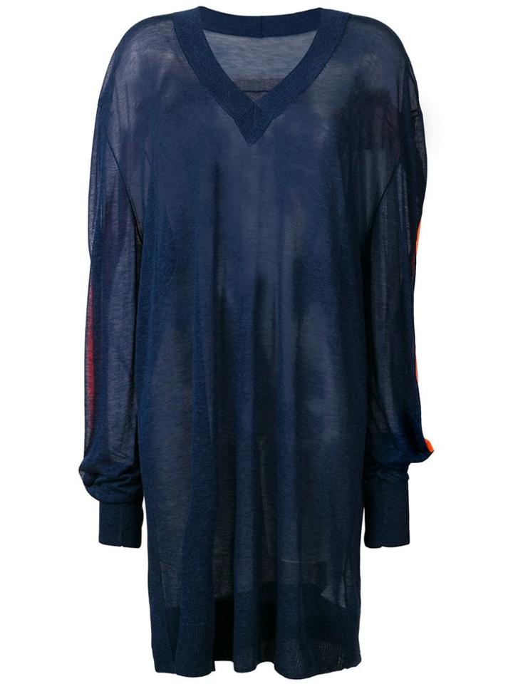 Maison Margiela Oversized V-neck Jumper - Blue