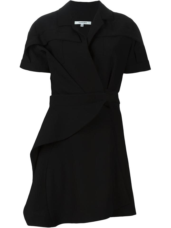 Carven Asymmetric Button Detail Shirt Dress