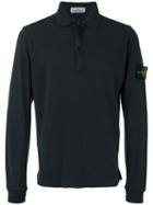 Stone Island Logo Patch Polo Top, Men's, Size: Large, Black, Cotton