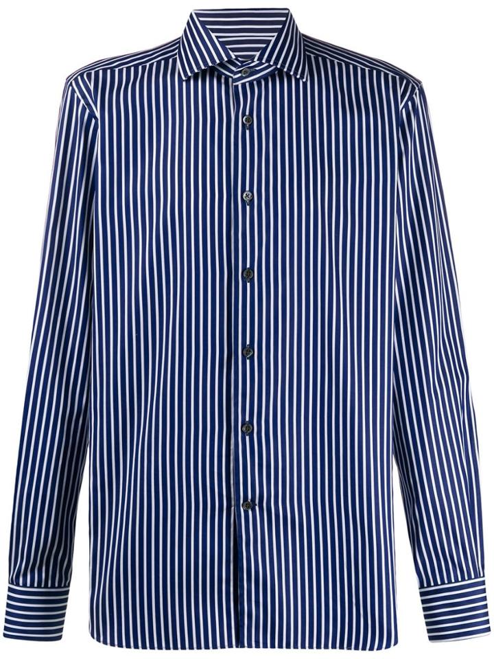 Corneliani Striped Button-front Shirt - Blue