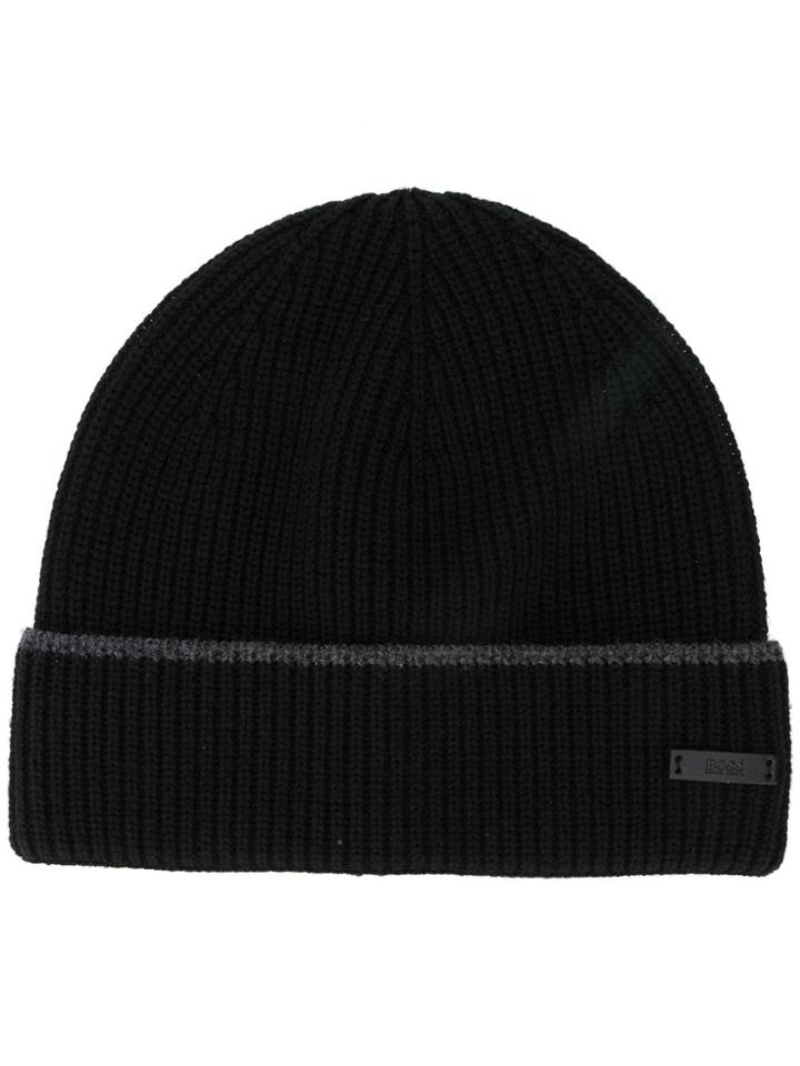 Boss Hugo Boss Ribbed Beanie Hat - Black