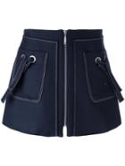 Kenzo A-line Zipped Skirt, Women's, Size: 38, Blue, Virgin Wool/cotton/acetate